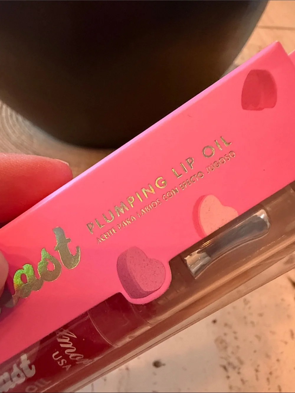 NIB AMOR US Lip Blast Plumping Lip Oil - Candy Bliss (Pink) Smooth Metal Tip